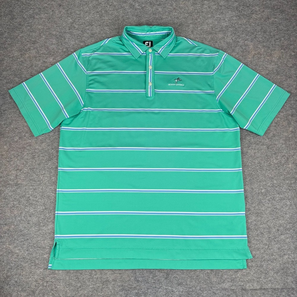 FootJoy Polo Shirt Striped Desert Springs Golf Club‎ CA Nylon Green Mens XL